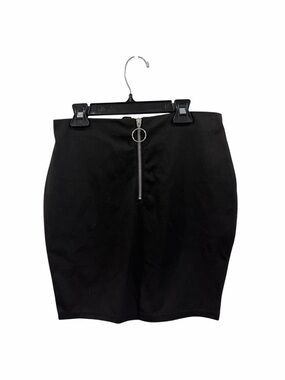 Revamped Black Pencil Mini Skirt with Ring Zip
